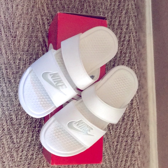 Nike Shoes - White, Nike double strap sandals, size 7.